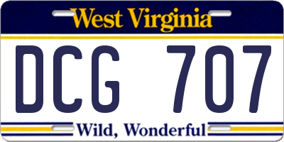 WV license plate DCG707