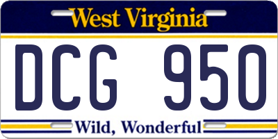 WV license plate DCG950