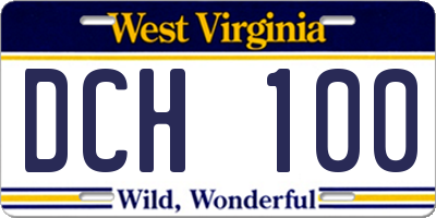 WV license plate DCH100