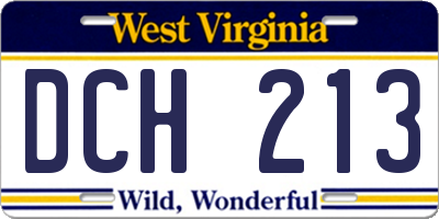 WV license plate DCH213