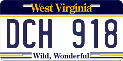 WV license plate DCH918