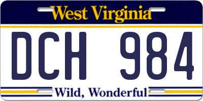 WV license plate DCH984