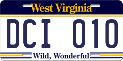 WV license plate DCI010