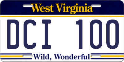 WV license plate DCI100