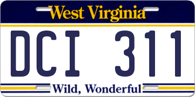 WV license plate DCI311