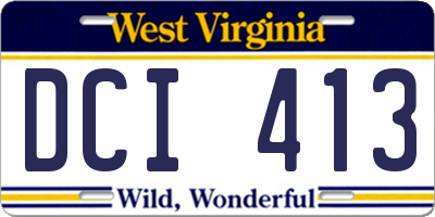 WV license plate DCI413
