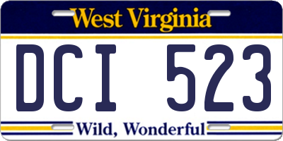 WV license plate DCI523