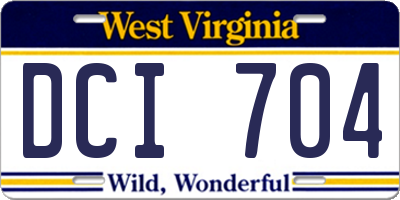 WV license plate DCI704