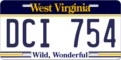 WV license plate DCI754