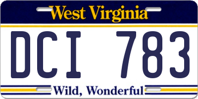 WV license plate DCI783