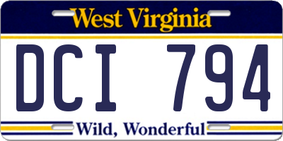 WV license plate DCI794