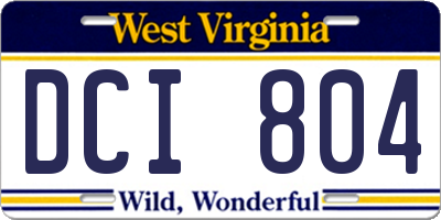 WV license plate DCI804