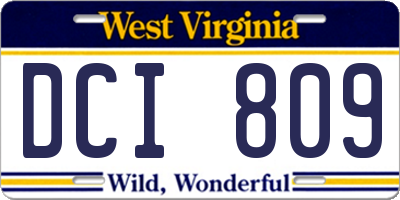 WV license plate DCI809