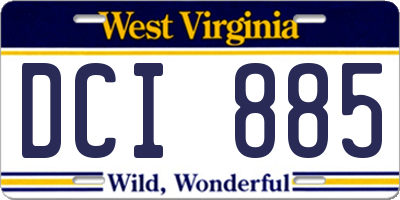 WV license plate DCI885