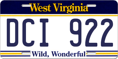 WV license plate DCI922