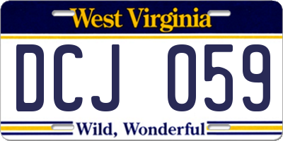WV license plate DCJ059