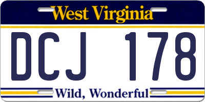 WV license plate DCJ178