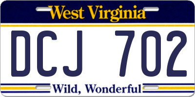 WV license plate DCJ702