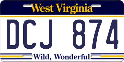 WV license plate DCJ874
