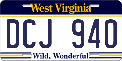 WV license plate DCJ940