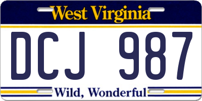 WV license plate DCJ987