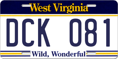 WV license plate DCK081