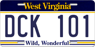 WV license plate DCK101
