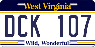WV license plate DCK107