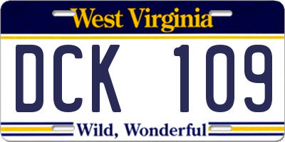 WV license plate DCK109
