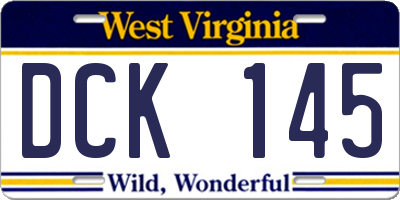 WV license plate DCK145
