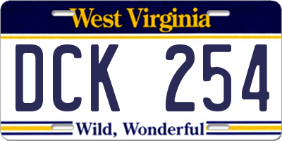 WV license plate DCK254