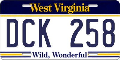 WV license plate DCK258