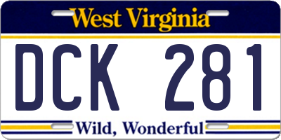 WV license plate DCK281