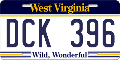 WV license plate DCK396