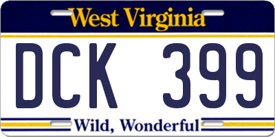 WV license plate DCK399