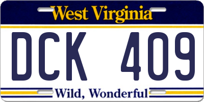 WV license plate DCK409