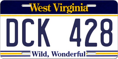 WV license plate DCK428