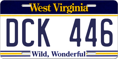 WV license plate DCK446