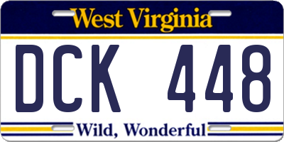 WV license plate DCK448