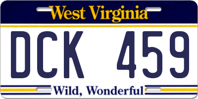 WV license plate DCK459
