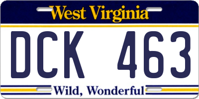WV license plate DCK463