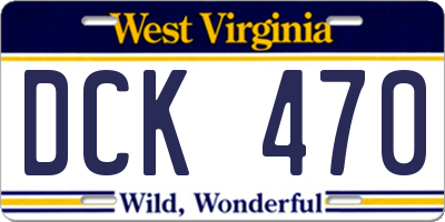 WV license plate DCK470