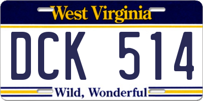 WV license plate DCK514