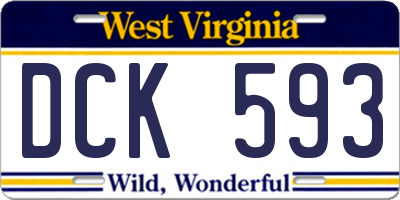 WV license plate DCK593