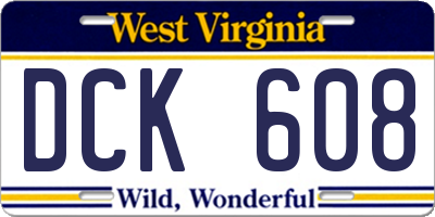 WV license plate DCK608