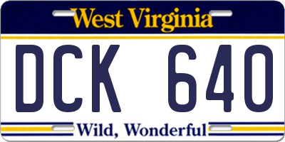 WV license plate DCK640