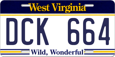 WV license plate DCK664