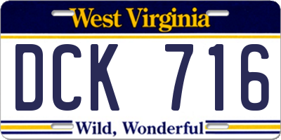 WV license plate DCK716