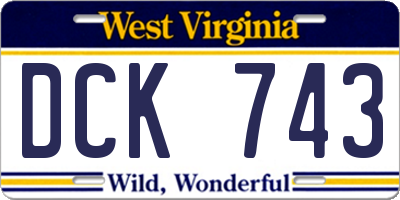 WV license plate DCK743