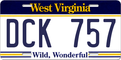 WV license plate DCK757